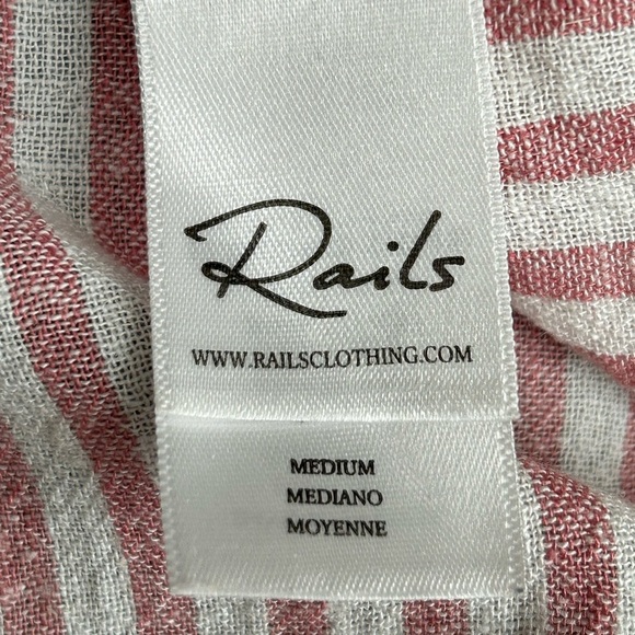 Rails Women’s Sidney Florence White And Pink Stripe Button Down Top, size Medium - Picture 7 of 9